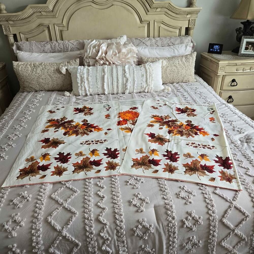 Lot of 2 Vintage 1990s Cranston Print Works VIP Autumn Foliage Fabric Panels